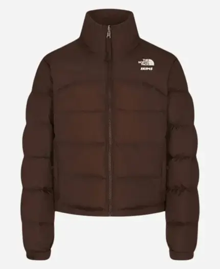 The North Face x Skims 2000 Retro Nuptse Brown Puffer Jacket For Unisex