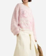 The Real Housewives Of SLC Tv Series Mary Cosby Pink & White Mohair-Blend Knitted Sweater For Women's