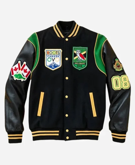 The Roots OVO Calgary Black Wool Varsity Jacket For Sale