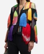 The Today Show 2024 Elizabeth Kahane Multi-Color Fringed Blazer Jacket For Sale