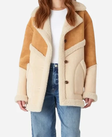The Today Show 2025 Jenna Bush Hager Brown Faux Suede and Sherpa Coat