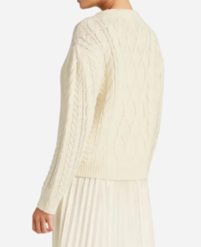 The Today Show Hoda Kotb White Cable Knitted Cardigan