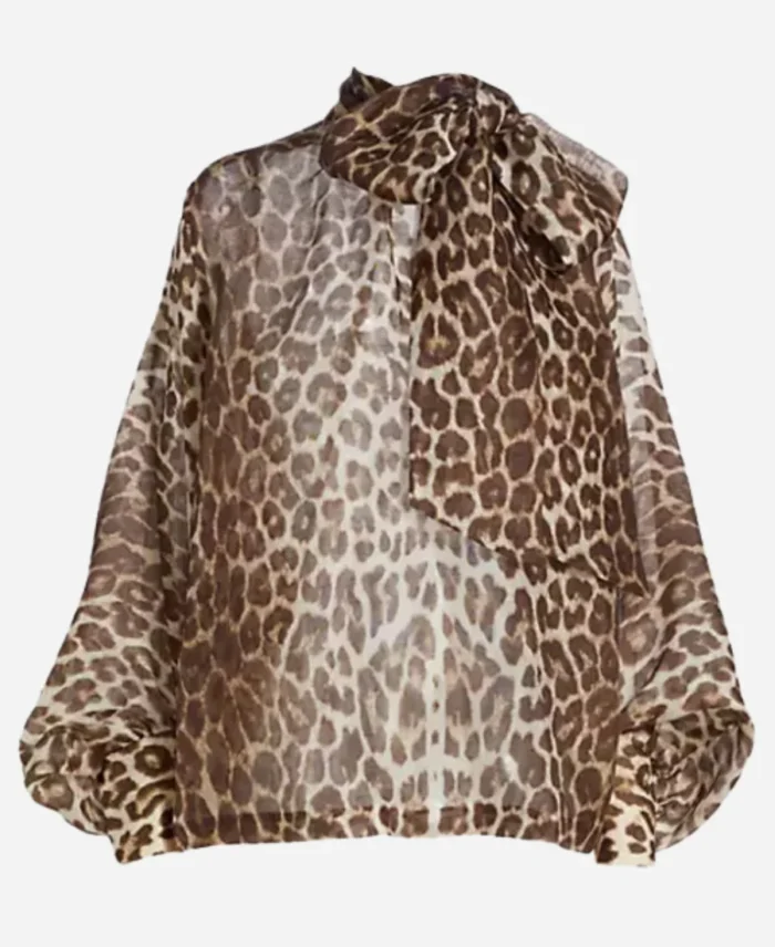 The Voice Season 26 Gwen Stefani Tie Neck Leopard Blouse For Sale