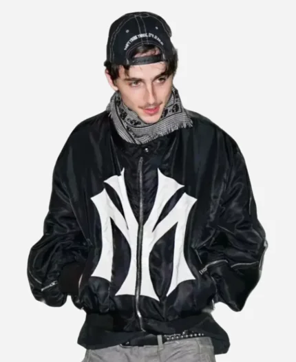 Timothée Chalamet Mowalola My City Black Bomber Jacket