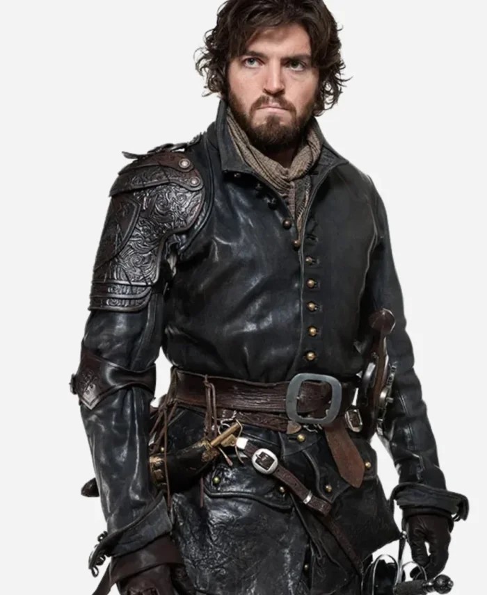 Tom Burke The Musketeers Athos Black Leather Jacket