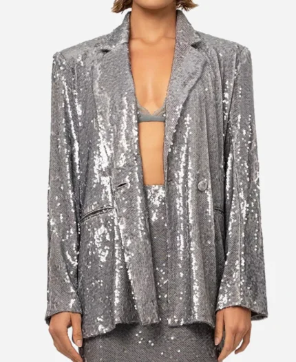 Tv Show The Today Show Hoda Kotb Silver Sequin Blazer