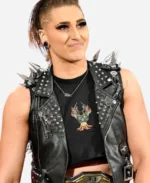 WWE Clash At The Castle Rhea Ripley Black Studded Leather Vest