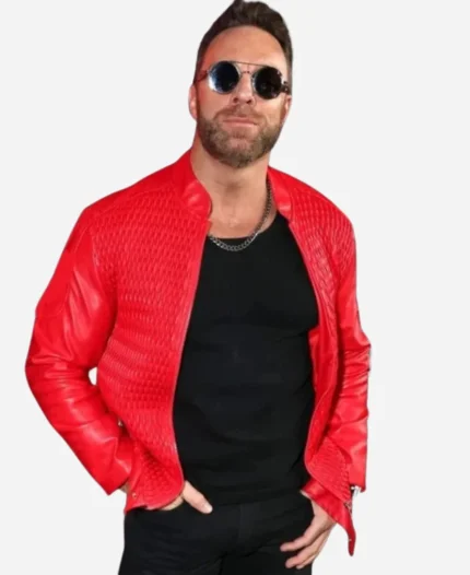 WWE Monday Night LA Knight RAW Red Leather Jacket