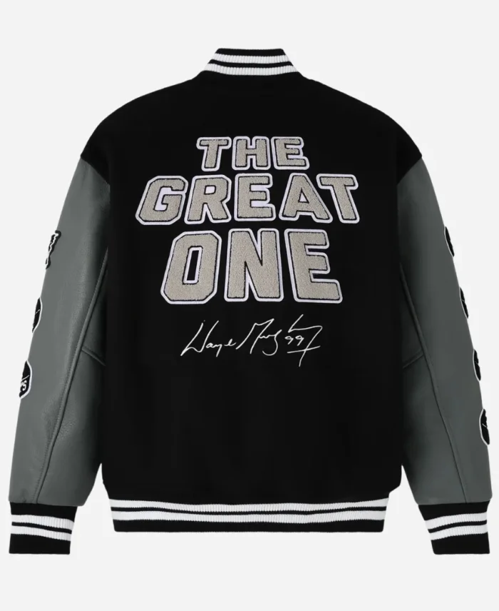 Wayne Gretzky OVO Black Varsity Jacket Back