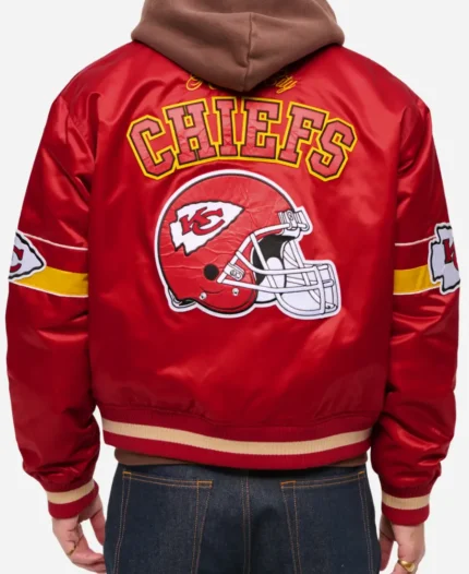 Abercrombie & Fitch 2025 Kansas City Chiefs Satin Varsity Bomber Jacket