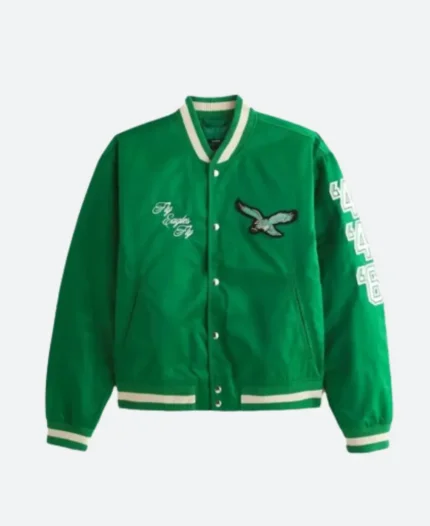 Abercrombie Philadelphia Eagles Green Varsity Jacket