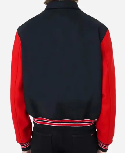 Amiri Bones Black And Red Varsity Wool Jacket For Sale