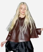 Anya Taylor-Joy Brown Leather Jacket