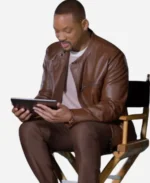 Mike Lowrey Movie 2024 Bad Boys Ride or Die Will Smith Brown Leather Jacket For Sale