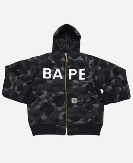 Bape X Carhartt Camo Print Hooded Jacket