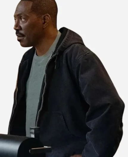Axel Foley Beverly Hills Cop Axel F 2024 Eddie Murphy Black Cotton Hooded Jacket For Sale
