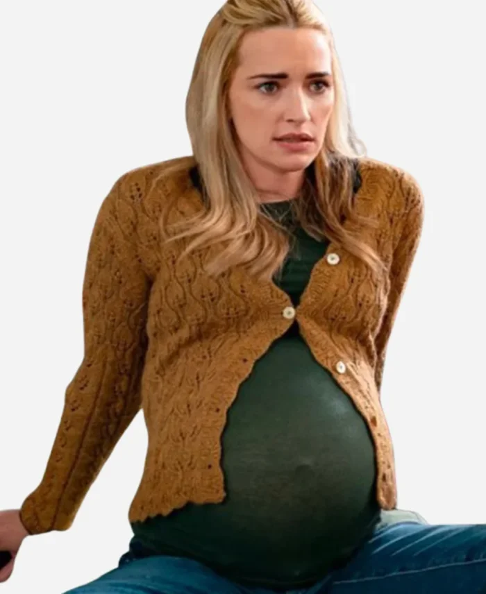 Kinda Pregnant Brianne Howey Brown Cardigan