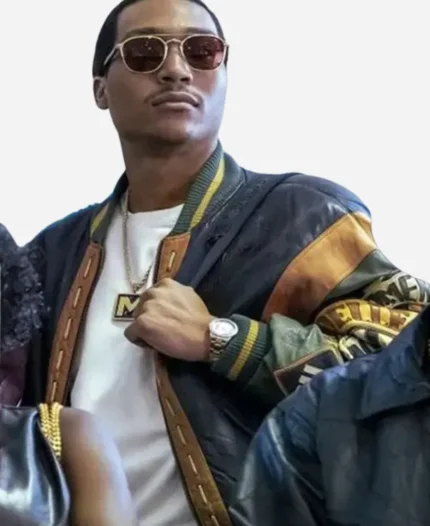 Demetrius Lil Meech Black Mafia Family Season 03 Big Meech Flenory Leather Bomber Jacket