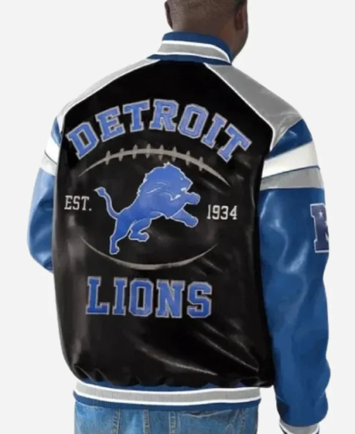 Detroit Lions Home Team Full Zip Leather Jacket For Sale