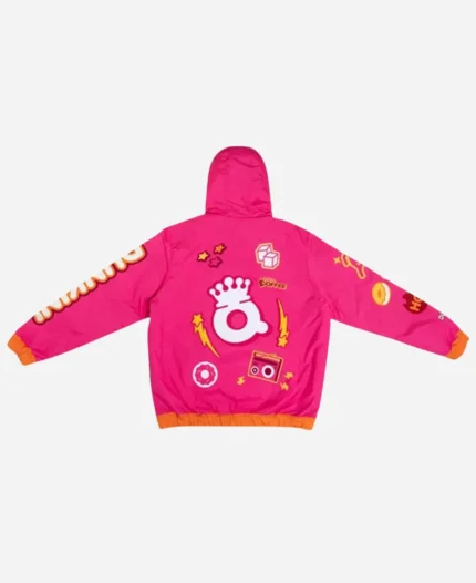 DunQueens Dunkin Premium Lined Pink Hooded Pullover Jacket