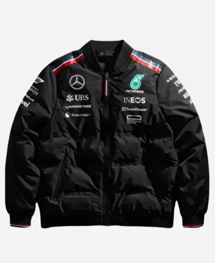 George Russell Mercedes-Amg F1 2024 Team Insulated Bomber Black Jacket