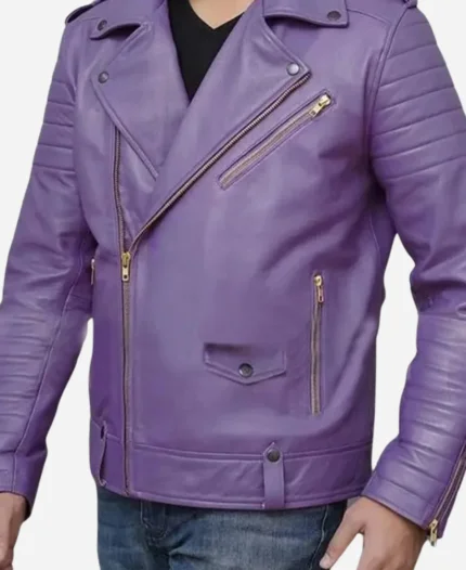 Jalen Hurts Philadelphia Eagles Purple Leather Jacket For Sale