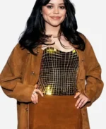 Jenna Ortega SNL 50 Homecoming Brown Suede Coat For Women's