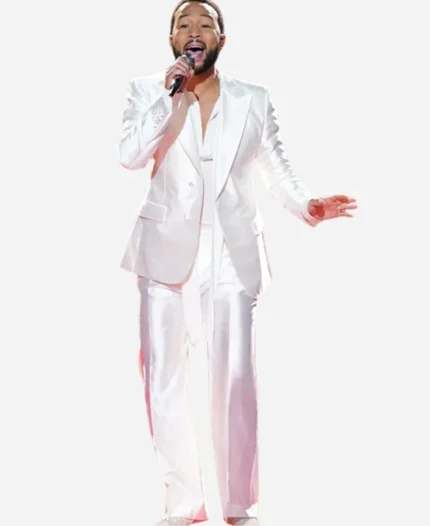The Voice S25 John Legend White Silk Suit