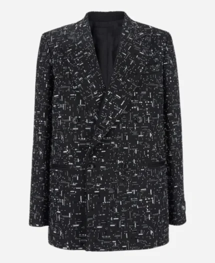John Legend The Voice Season 27 Geometric Print Black Blazer