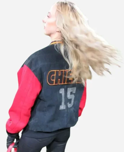 Kansas City Chiefs Brittany Mahomes Black And Red Bomber Varsity Jacket