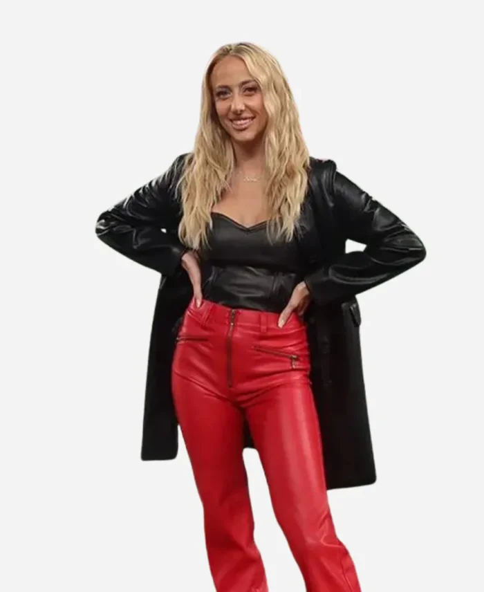 Kansas City Chiefs Brittany Mahomes Leather Coat