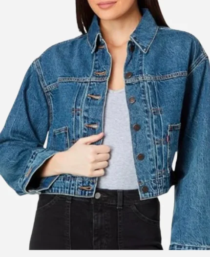 Kinda Pregnant Jillian Bell Blue Denim Jacket