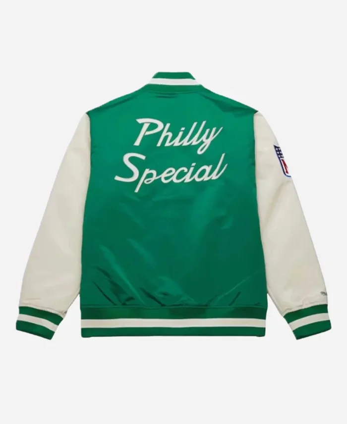 Kelly Green Philadelphia Eagles Primetime Philly Special Green Satin Full-Snap Varsity Jacket