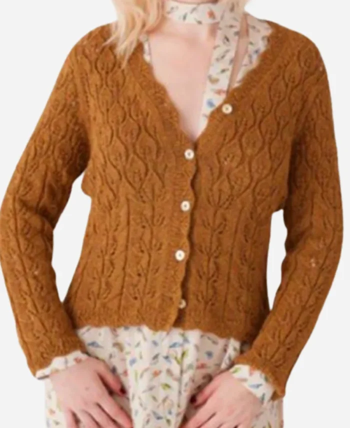 Kinda Pregnant Brianne Howey Brown Cardigan