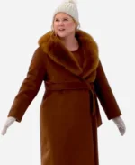 Kinda Pregnant Amy Schumer Brown Shearling Coat