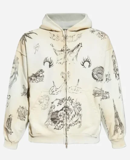 Mexican Singer Peso Pluma Cream Zipper Hoodie For Unisex