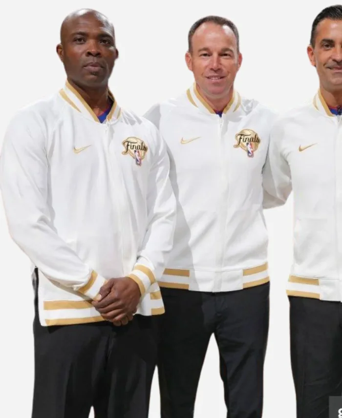 NBA 2024 Final Referees Varsity White Jacket For Sale