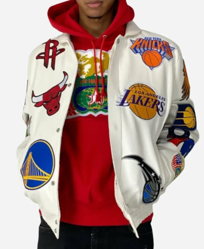 NBA Team Collage Jeff Hamilton Leather Jacket