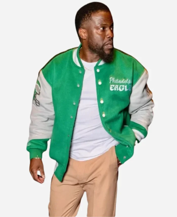 kevin Hart NFL Eagles Green Varsity Jacket