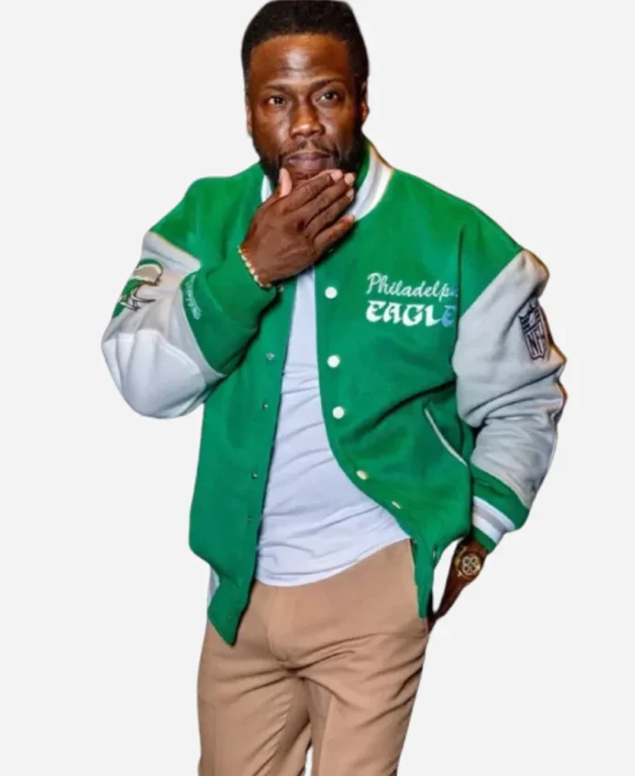 kevin Hart NFL Eagles Green Varsity Jacket