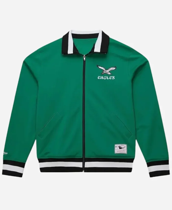 NFL Philadelphia Eagles Mitchell and Ness Retro Track Green Jacket For Unisex