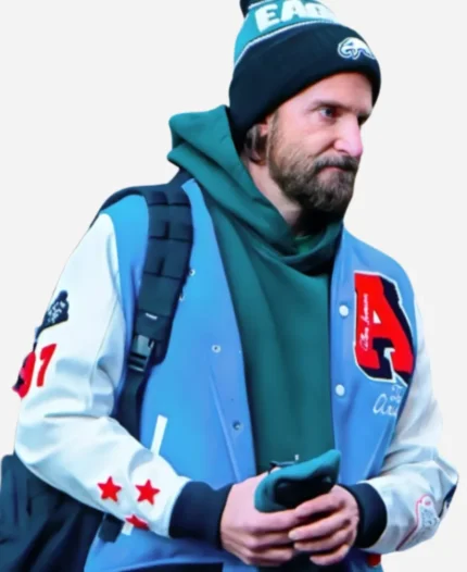 New York City Bradley Cooper Basketball Blue And White Varsity Jacket