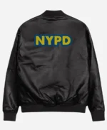 New York Police Department Faux Leather Black Bomber Jacket For Unisex