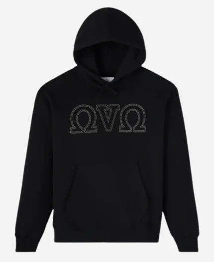 OVO Omega Contrast Stitch Black Pullover Hoodie For Unisex