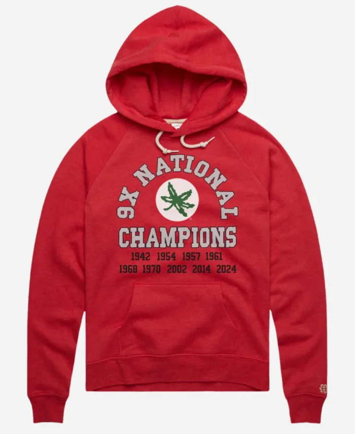 Ohio State 9X National Champions Red Hoodie