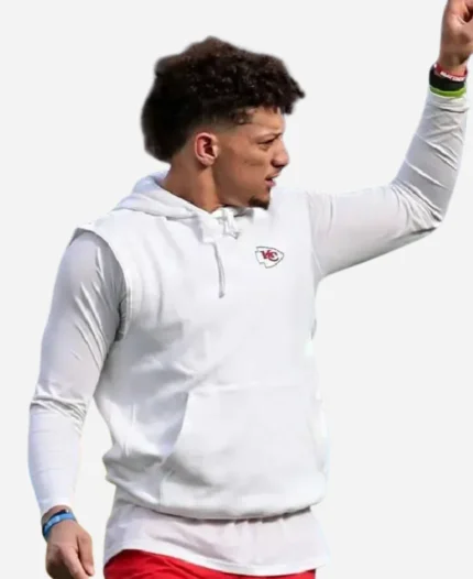 Patrick Mahomes Chiefs Sleeveless White Hoodie