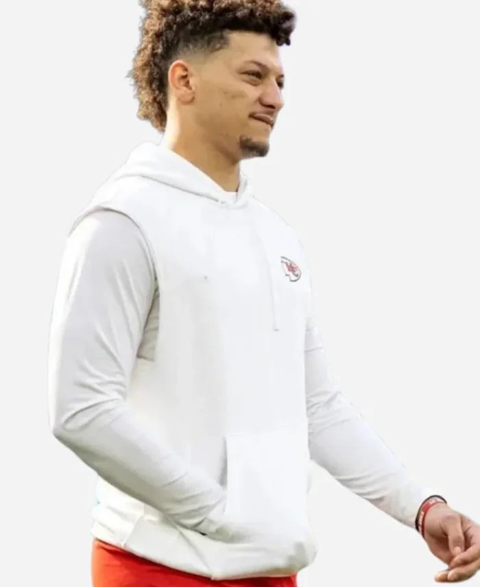 Patrick Mahomes Chiefs White Sleeveless Hoodie