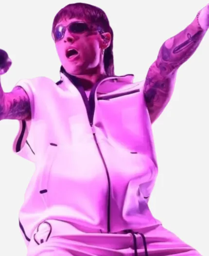 Peso Pluma White Hooded Vest