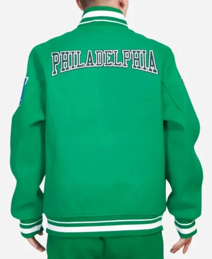 Philadelphia Eagles Crest Emblem Kelly Wool Varsity Green Jacket
