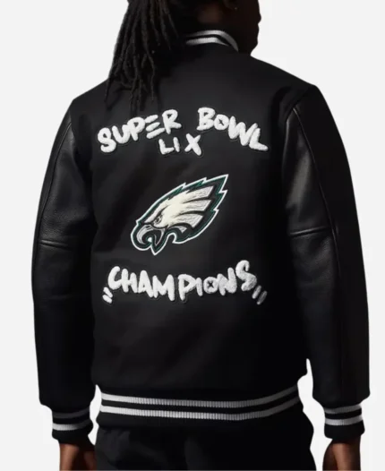 Philadelphia Eagles Fanatics Black Super Bowl LIX Champions Limited Edition Full-Snap Varsity Jacket